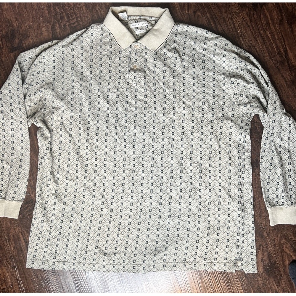 Robert Stock‎ Retro Geometric Polo Shirt XL 90s Style Dadcore Golf